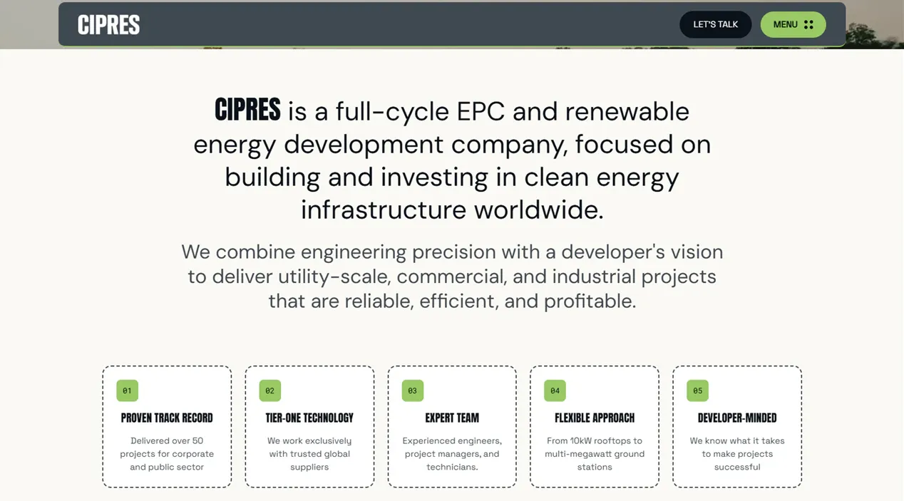 Cipres Solar template — Company view