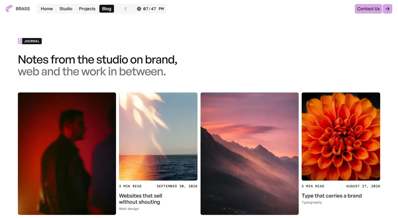 Brass Studio template — Blog view