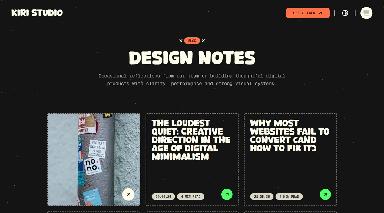 Kiri Studio template — Blog view