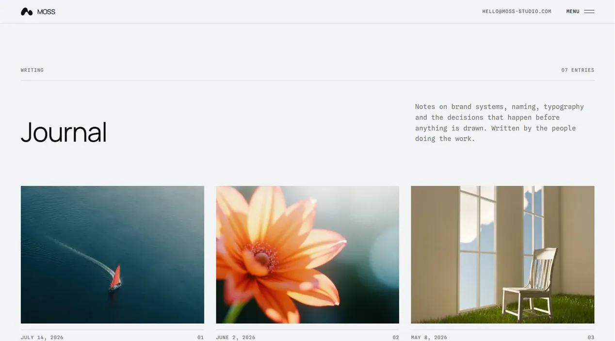 Moss Studio template — Journal view