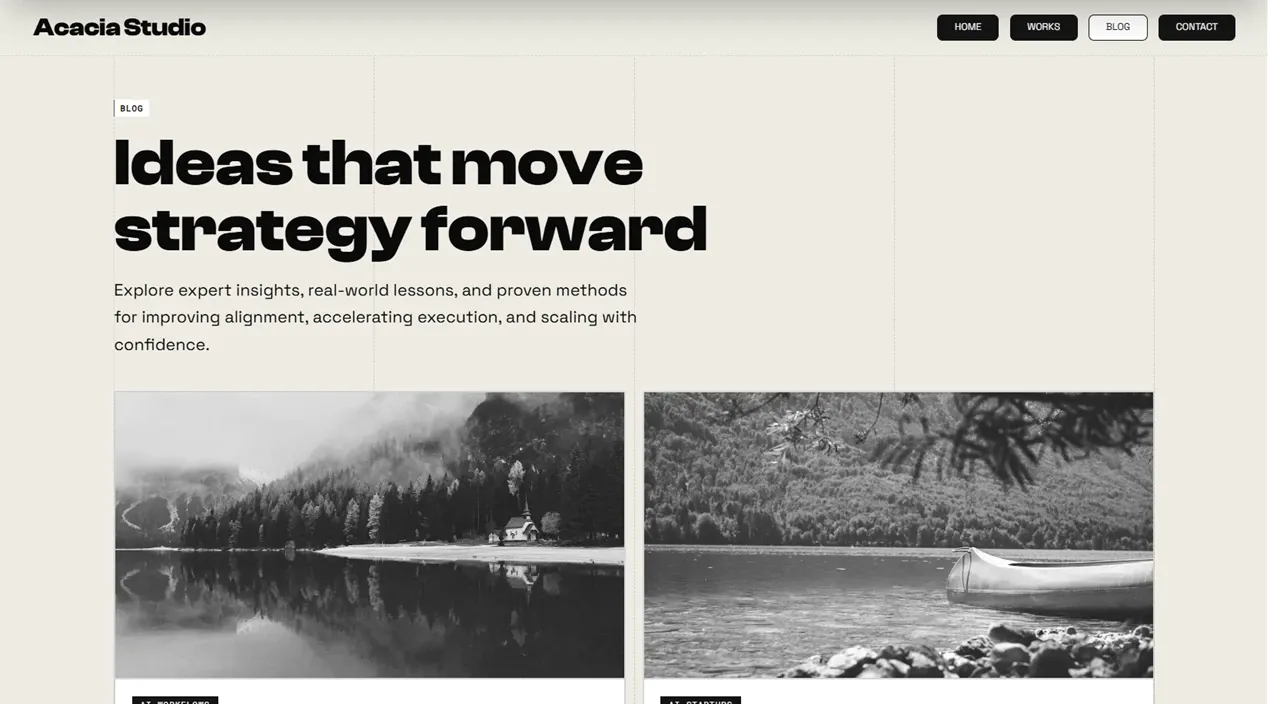 Acacia Studio template — Blog view
