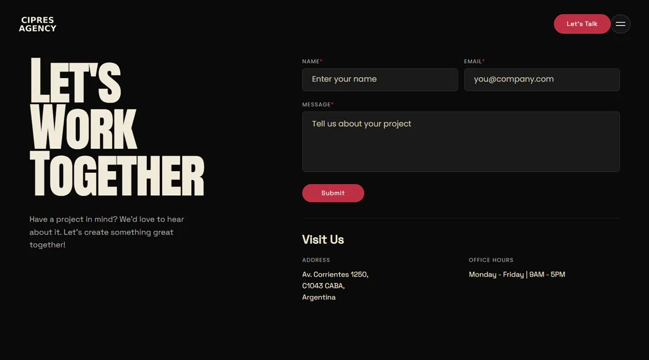 Cipres Agency template — Contact view
