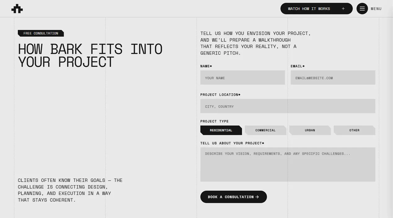 Bark Architecture template — Contact view