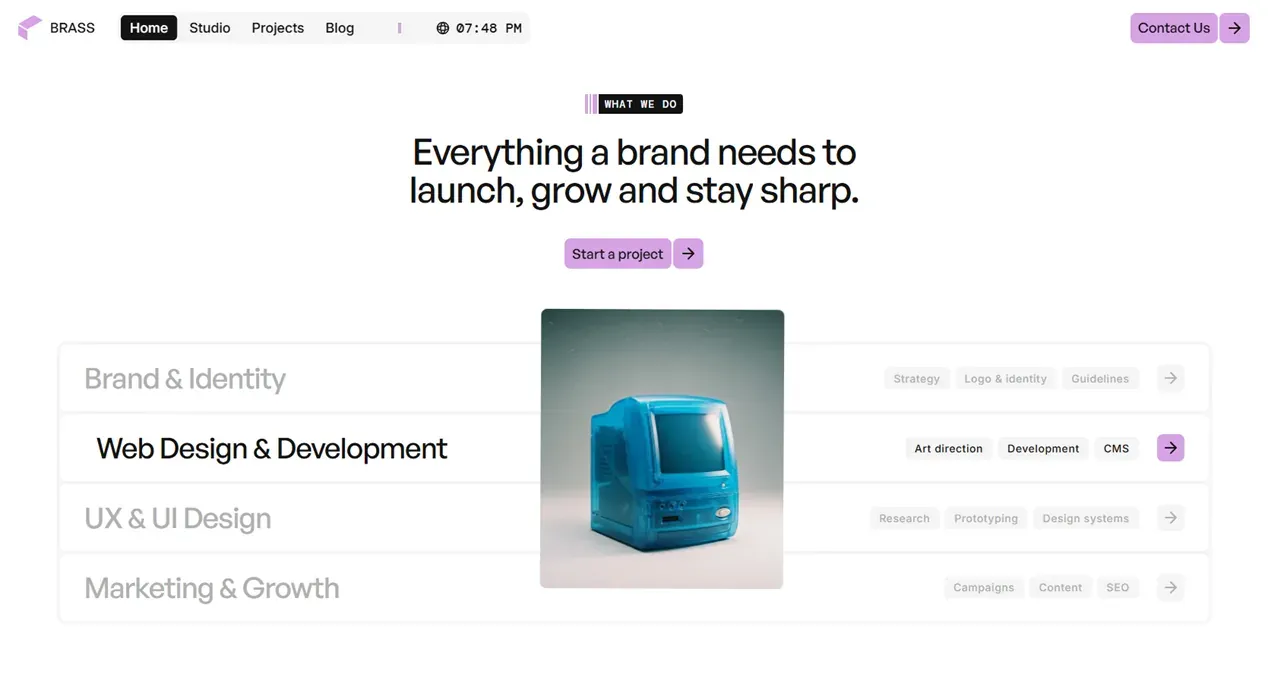 Brass Studio template — Services view