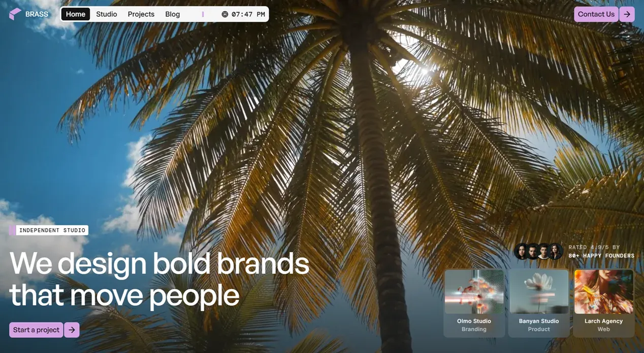 Brass Studio template — Home view