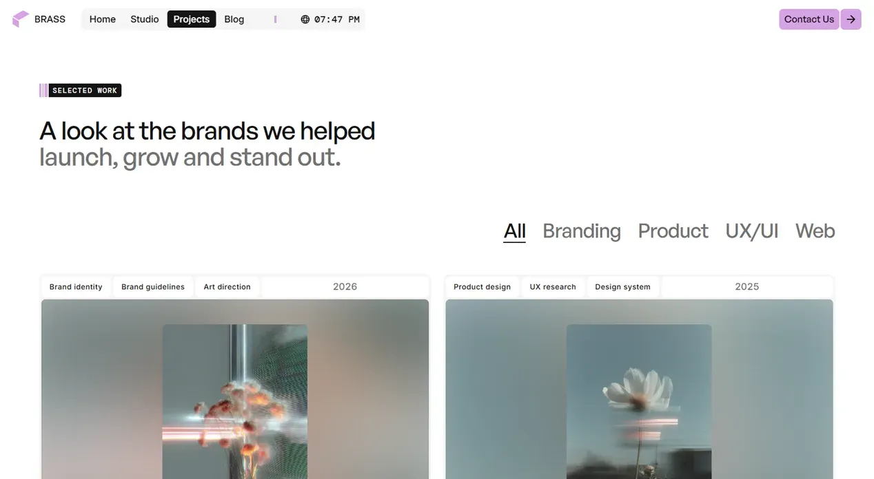 Brass Studio template — Projects view