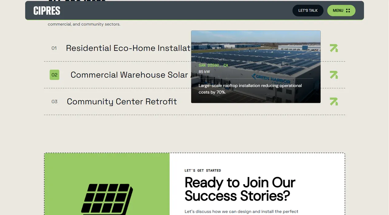 Cipres Solar template — Projects view