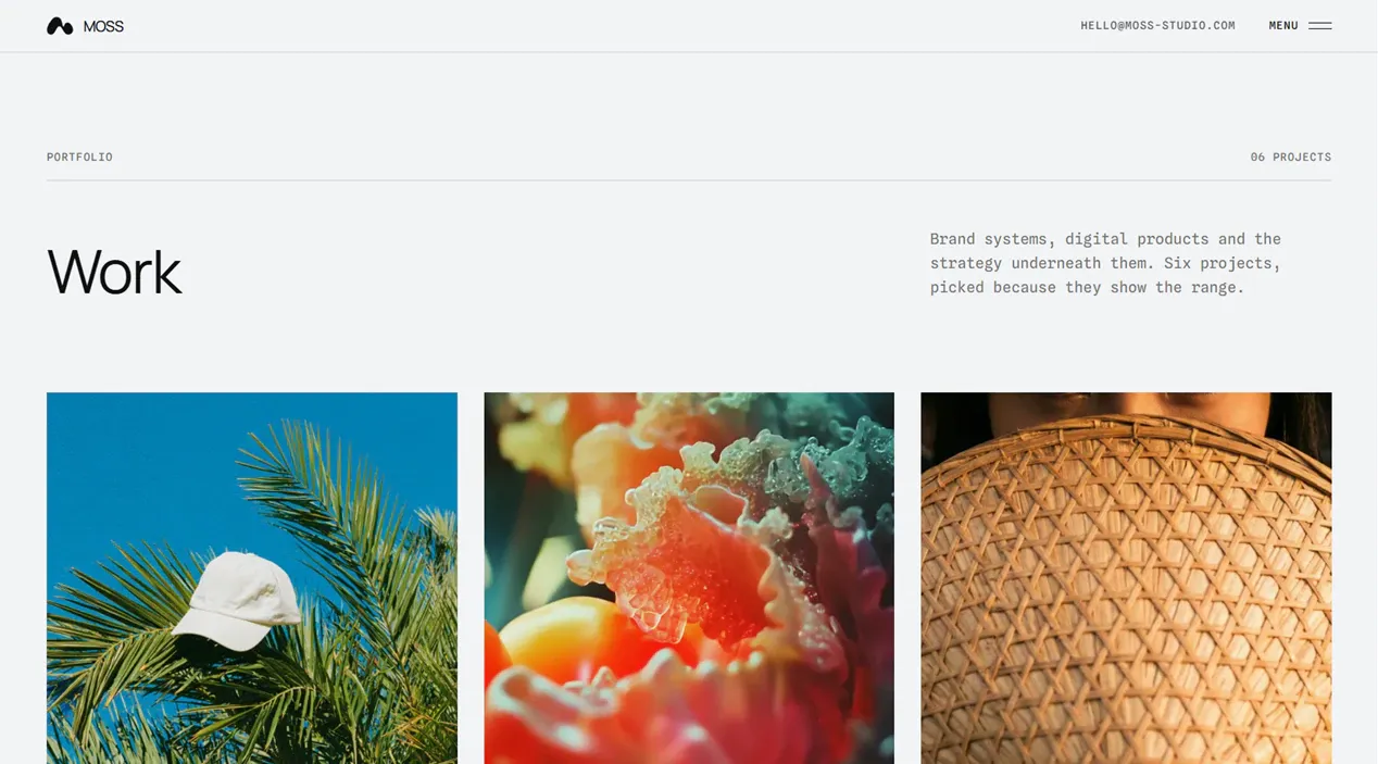 Moss Studio template — Works view