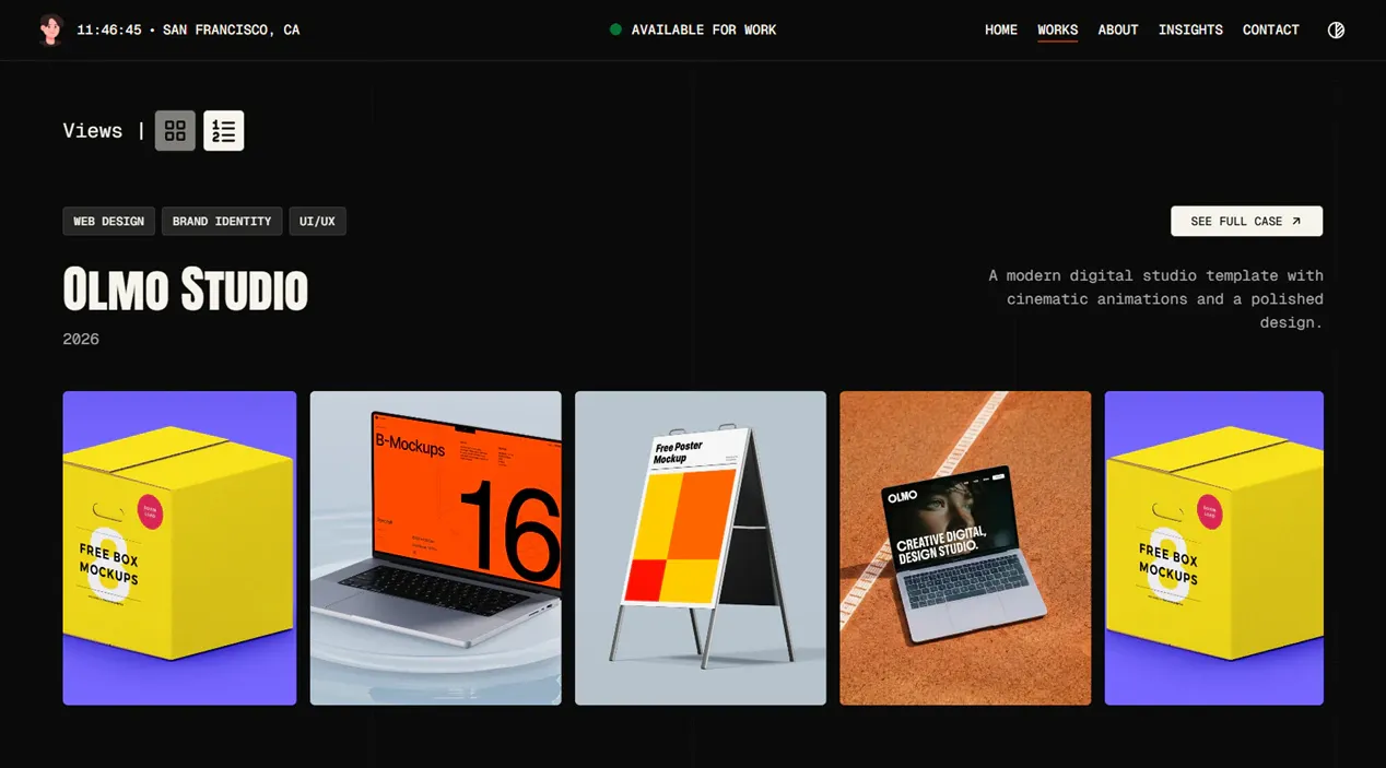 Service Folio template — Works view